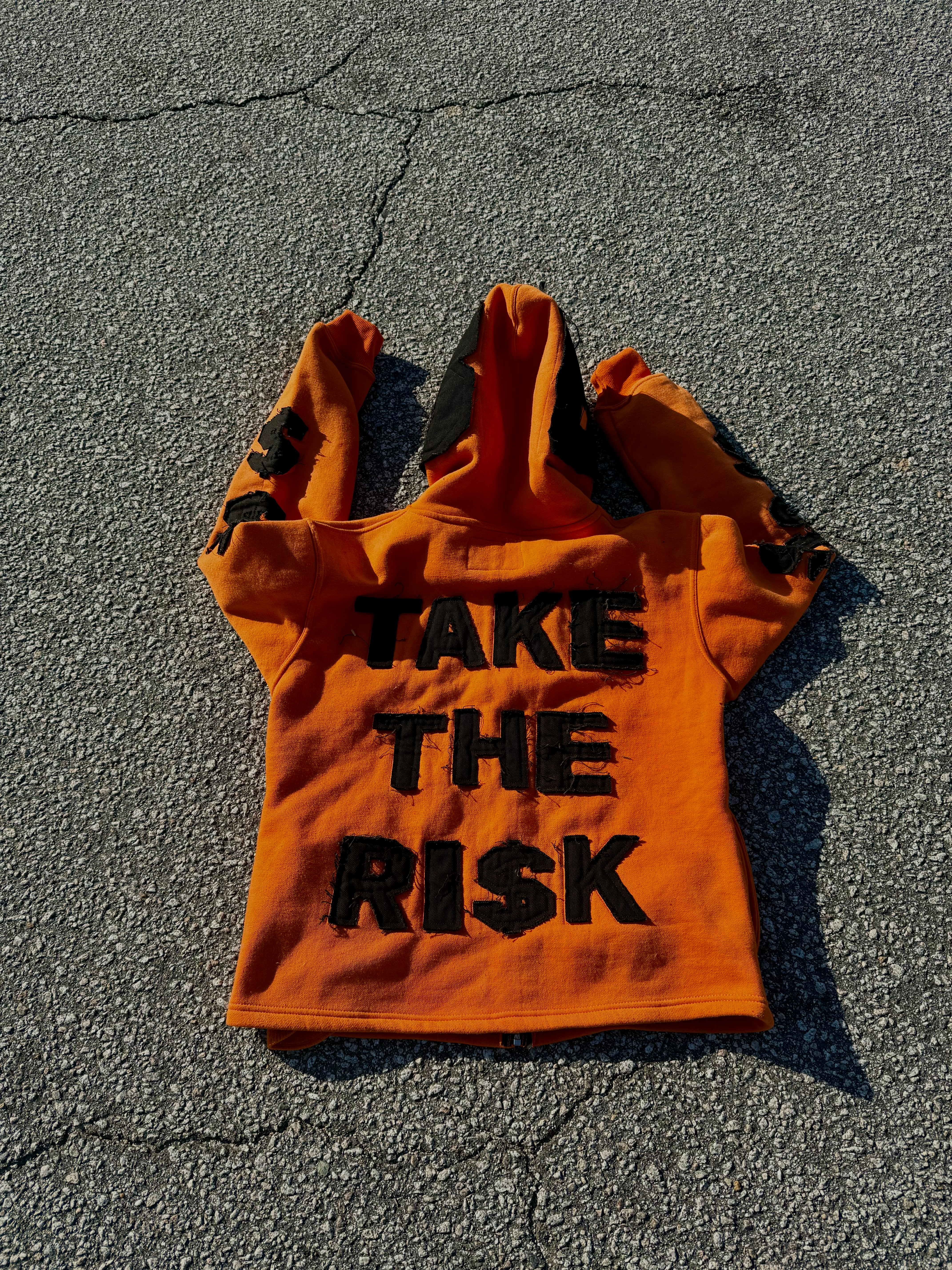 “Take The Ri$k” Full Zip Up Jacket (Orange)