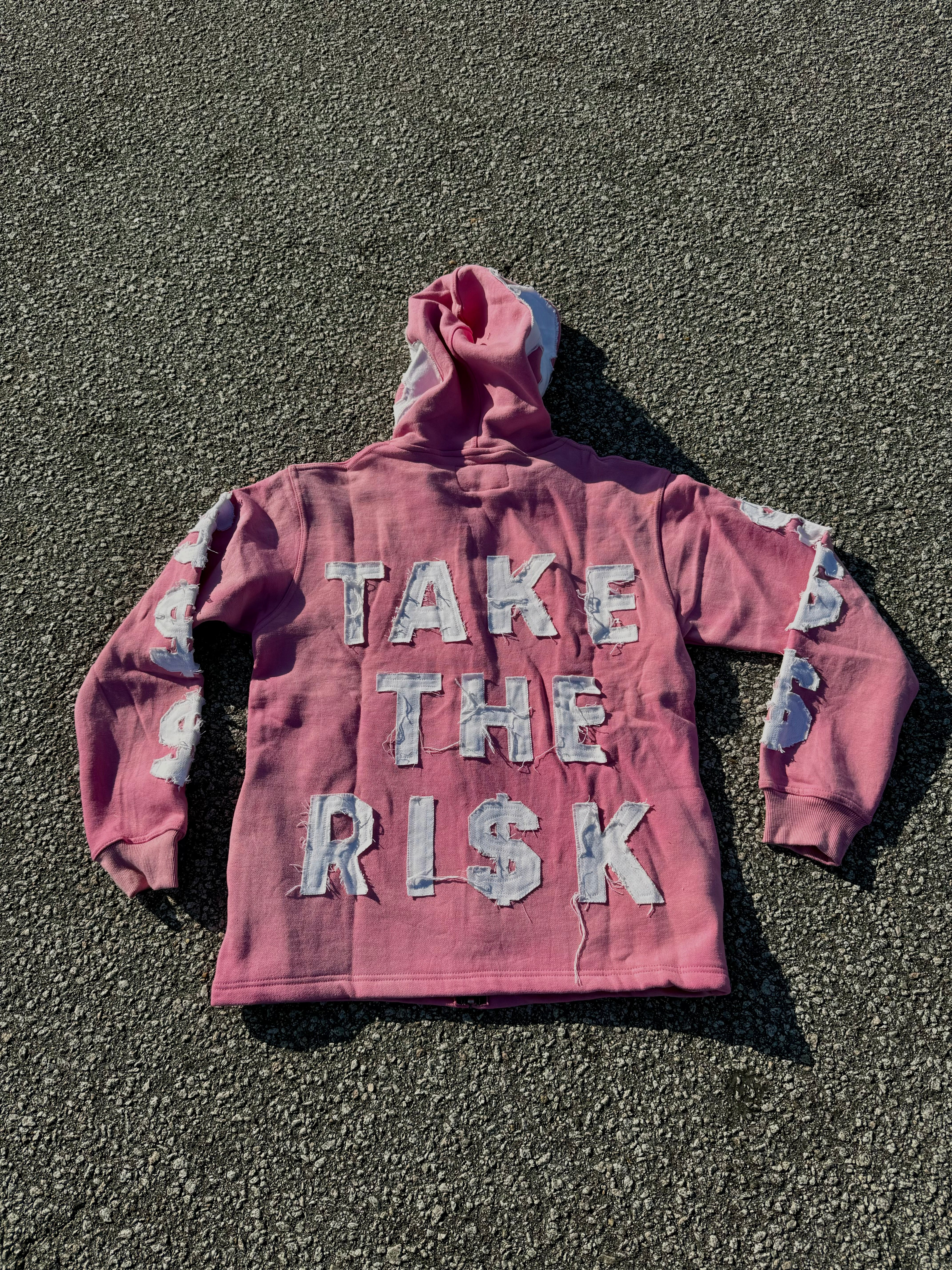 “Take The Ri$k” Full Zip Up Jacket (Pink)